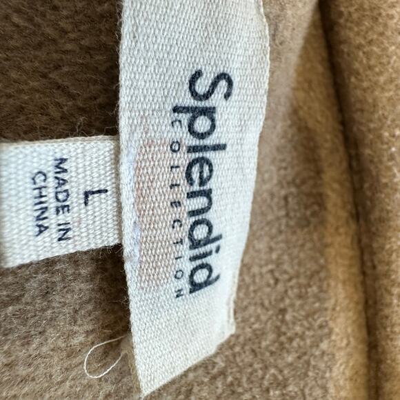 Splendid Camel Double Breasted Sweater Jacket LARGE Felted Boxy Coat Wool $178 - Picture 10 of 12